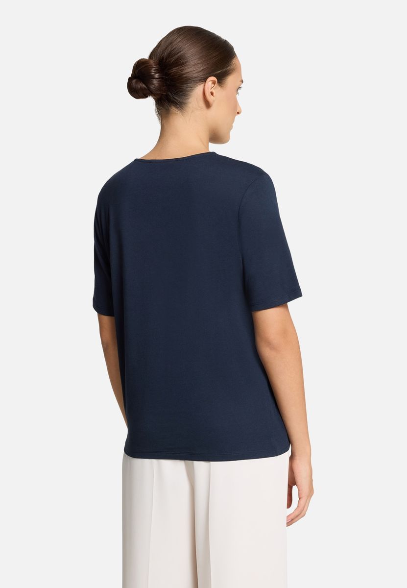 T-Shirt mit Blumengrafik und Knotensaum