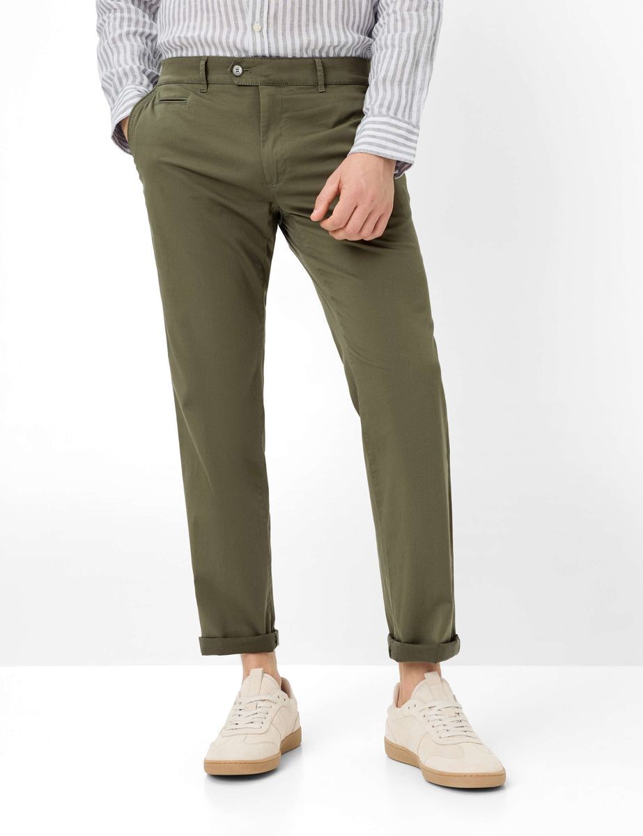 Olivgrüne Chinohose aus Baumwollmischung