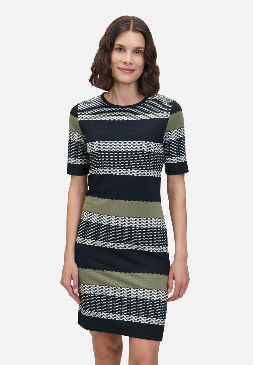 Gestreiftes Jersey-Strick Etuikleid