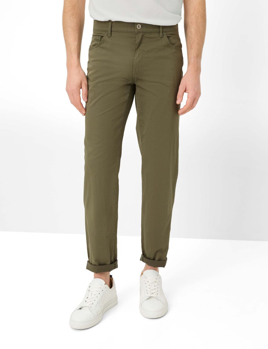 Herren Khaki-Grüne Chinohose mit geradem Schnitt