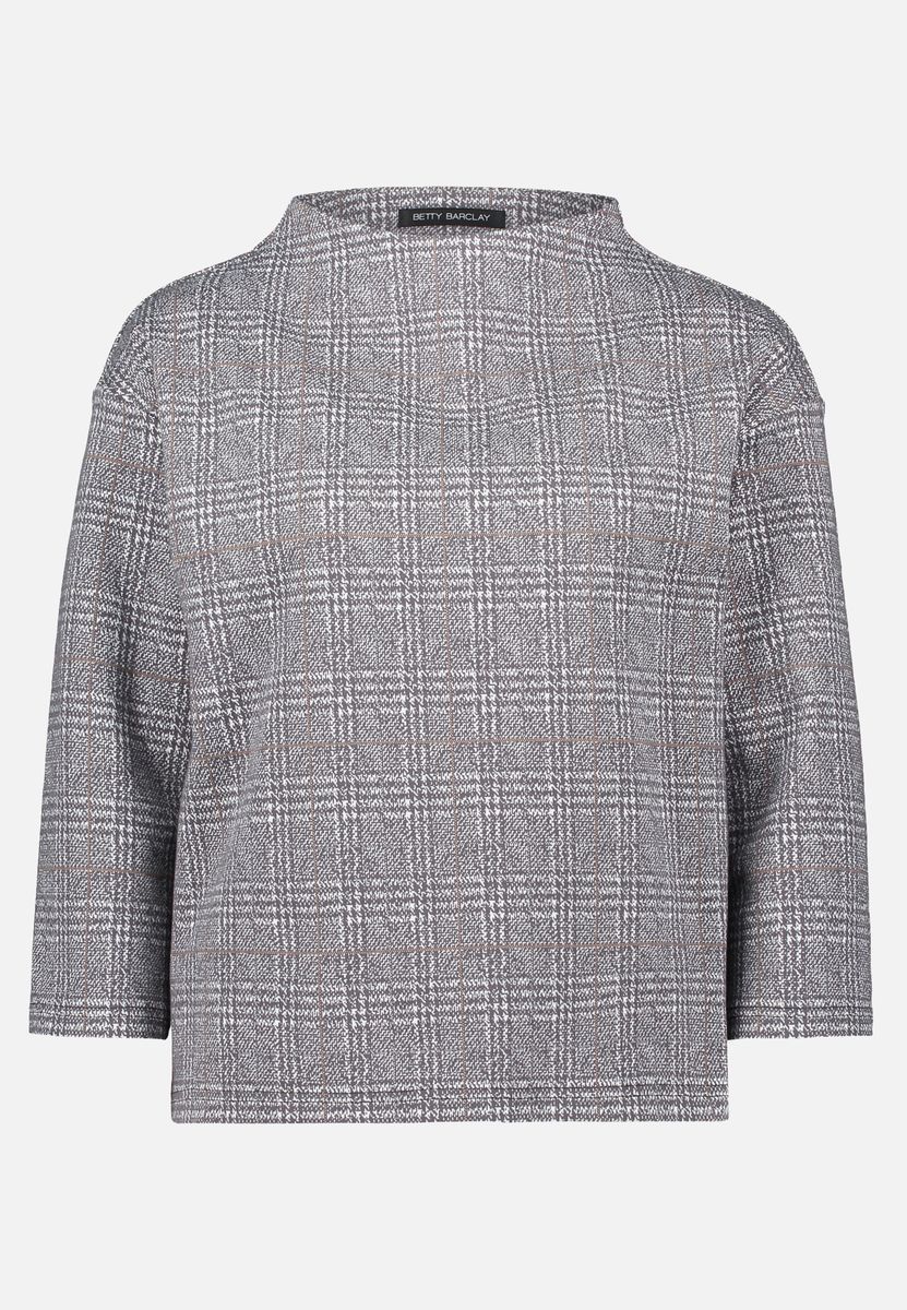 Jacquard-Karo Sweatshirt mit Stehkragen