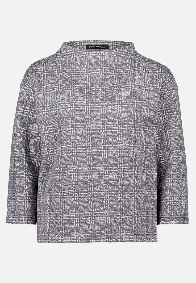 Jacquard-Karo Sweatshirt mit Stehkragen