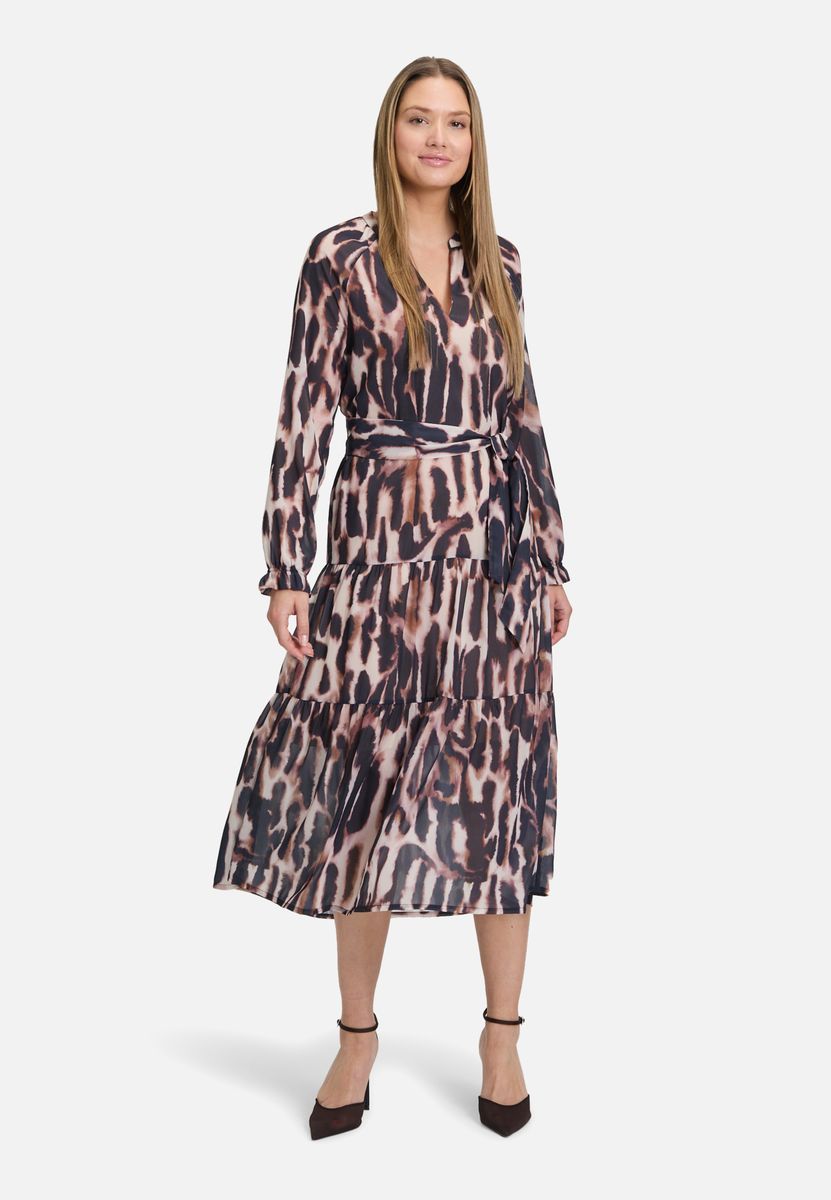 Stufen-Midikleid mit Animal-Print