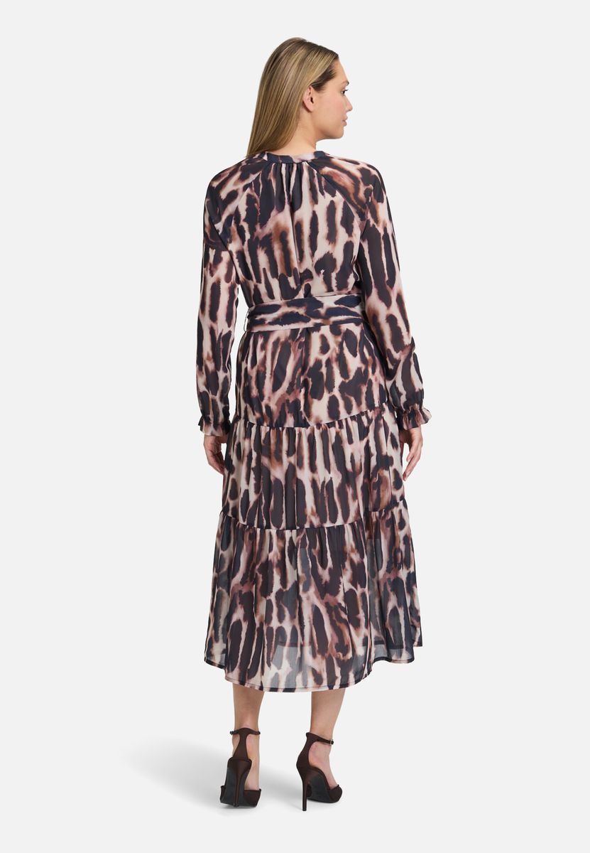 Stufen-Midikleid mit Animal-Print