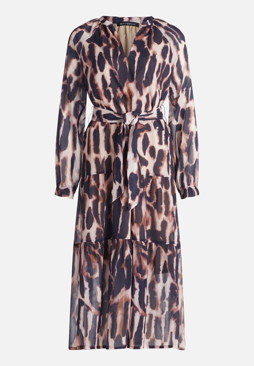 Stufen-Midikleid mit Animal-Print
