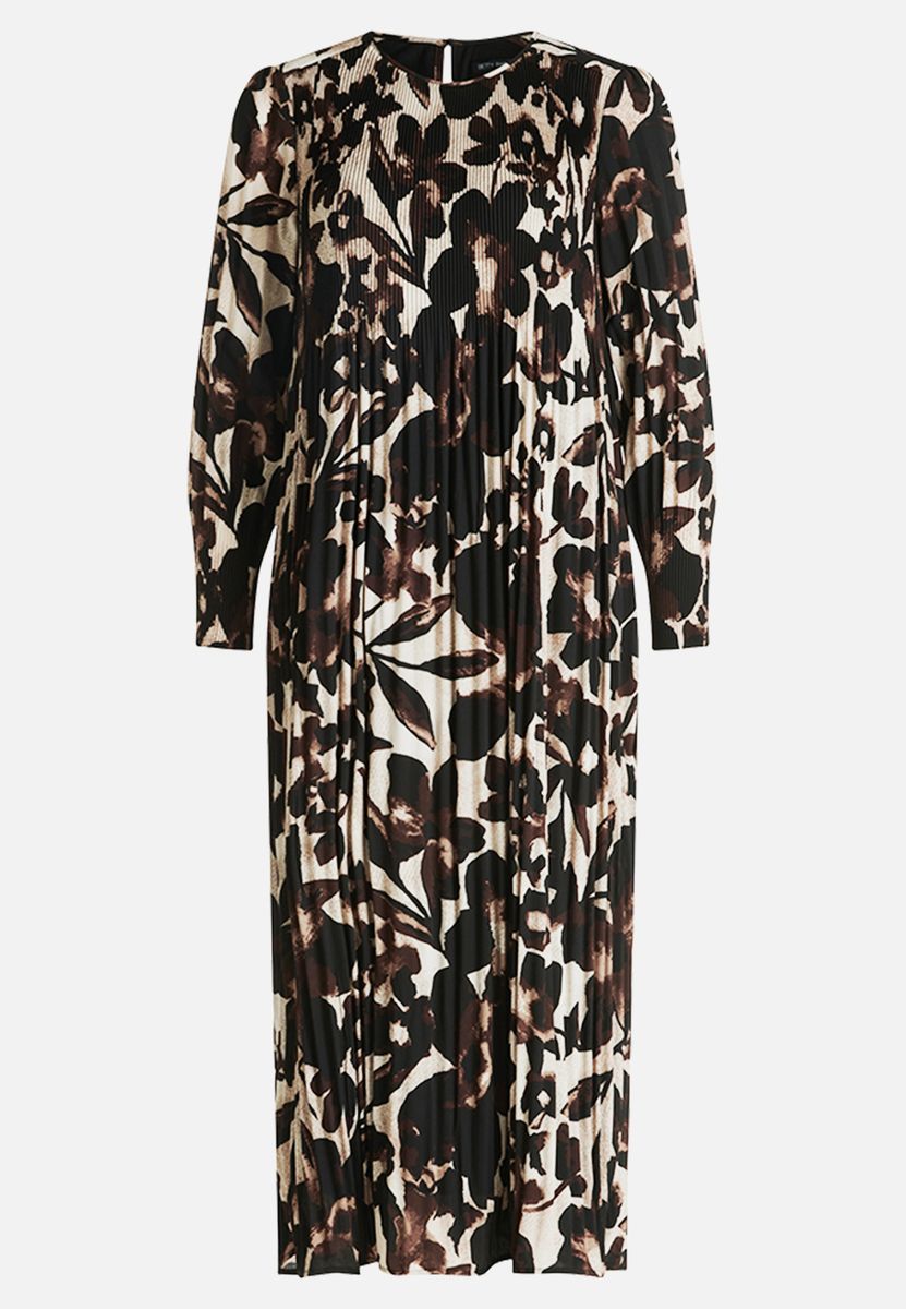 Langärmliges Plissee-Kleid mit Blumendruck
