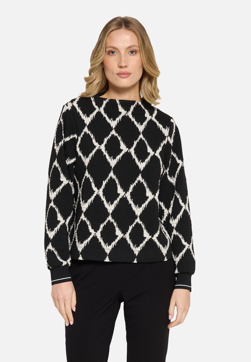 Sweatshirt mit Rautenmuster und Strukturstrick