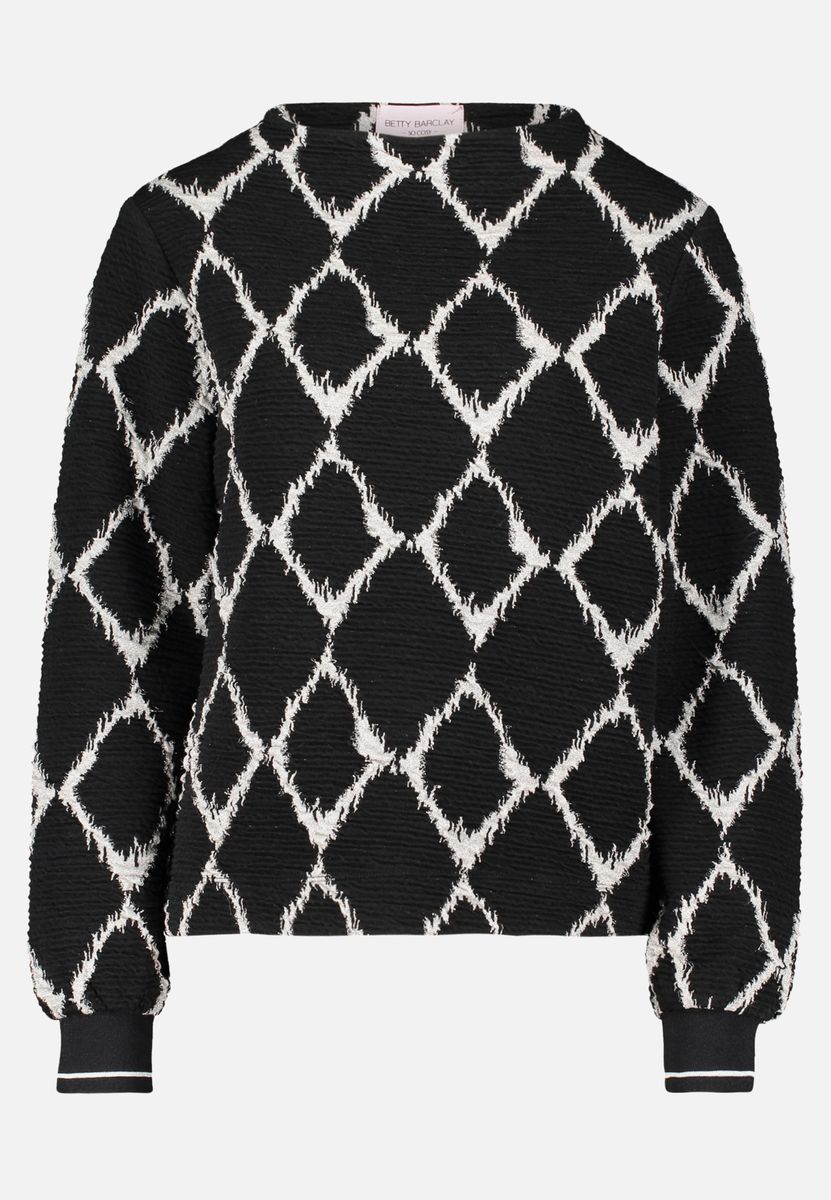 Sweatshirt mit Rautenmuster und Strukturstrick