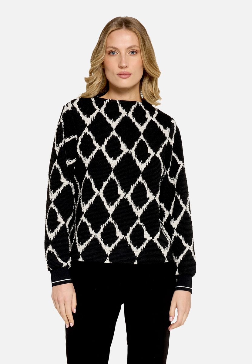 Sweatshirt mit Rautenmuster und Strukturstrick