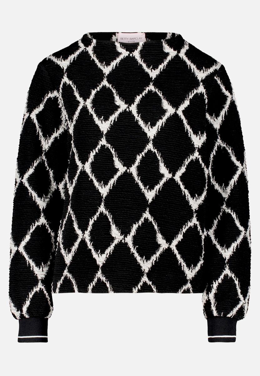 Sweatshirt mit Rautenmuster und Strukturstrick