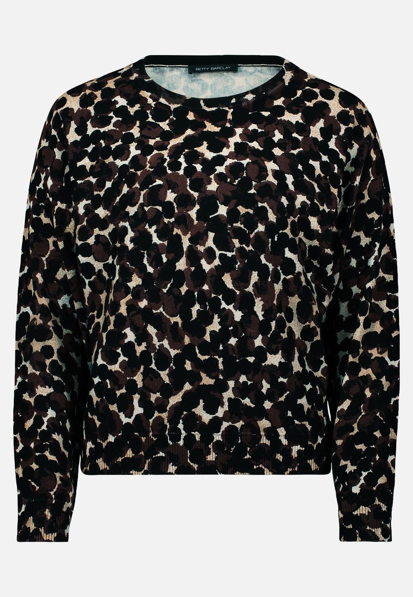 Feinstrickoberteil mit Punktmuster und Fledermausärmeln