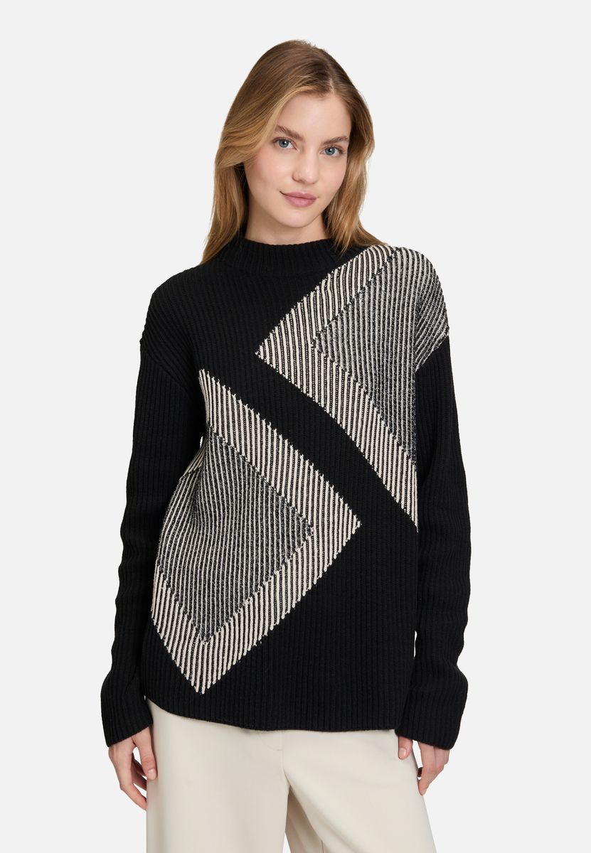 Geometrischer Intarsien Strickpullover