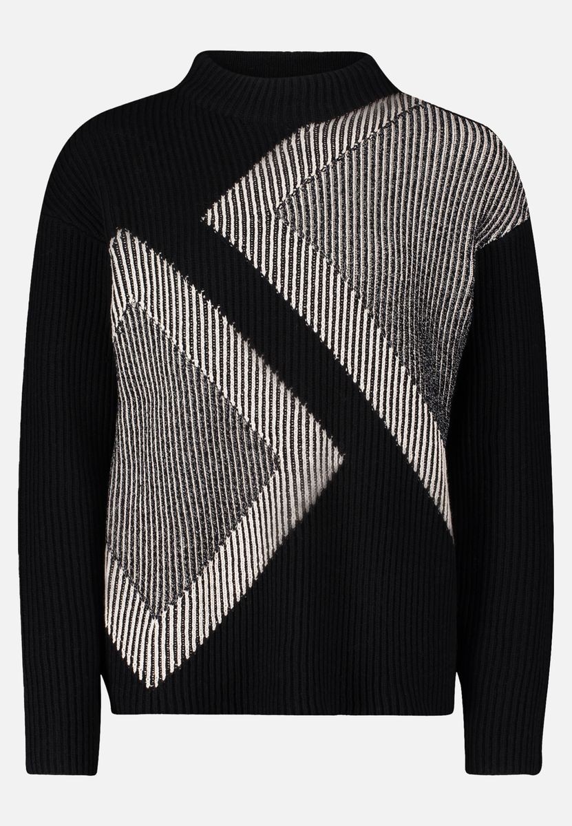 Geometrischer Intarsien Strickpullover