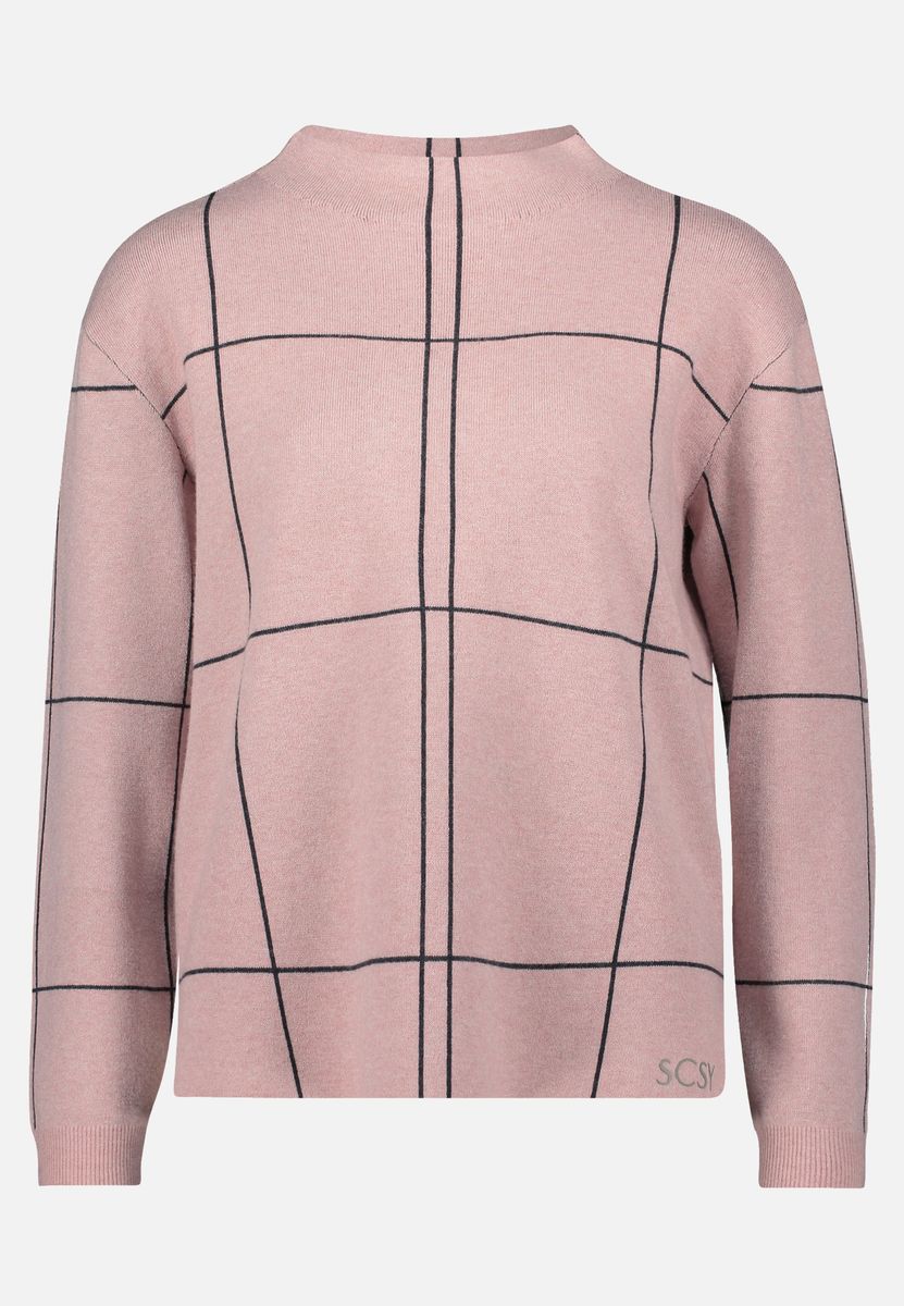 Moderner Strickpullover mit Karomuster