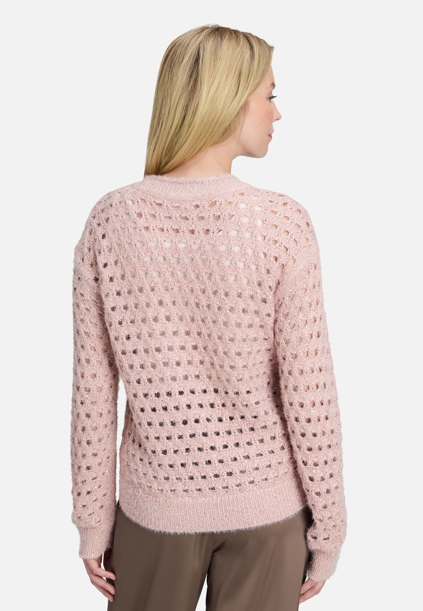 Ajour-Strickpullover mit Glanzeffekt