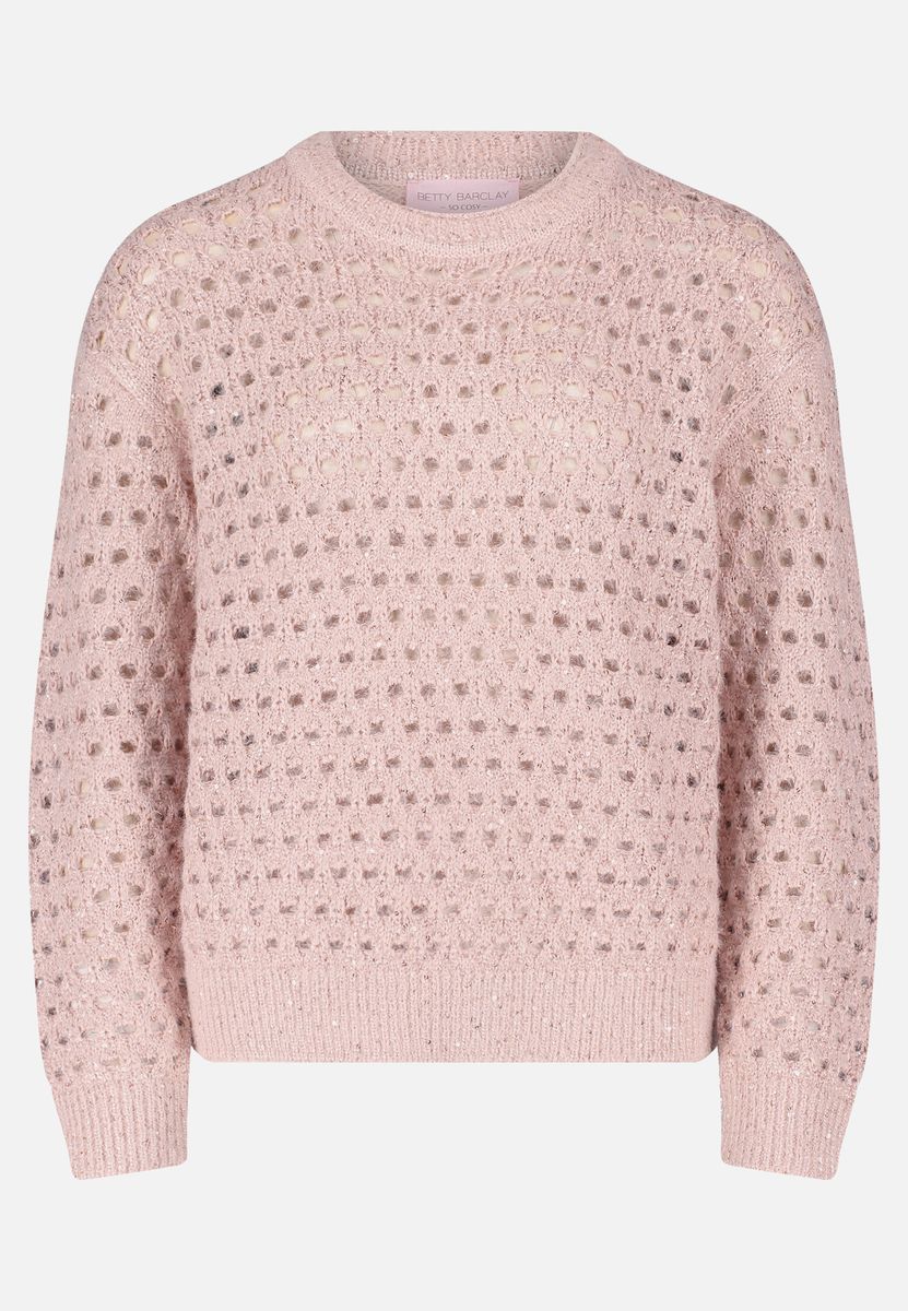 Ajour-Strickpullover mit Glanzeffekt