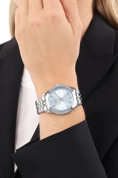 Damen-Armbanduhr in Silber/Blau
