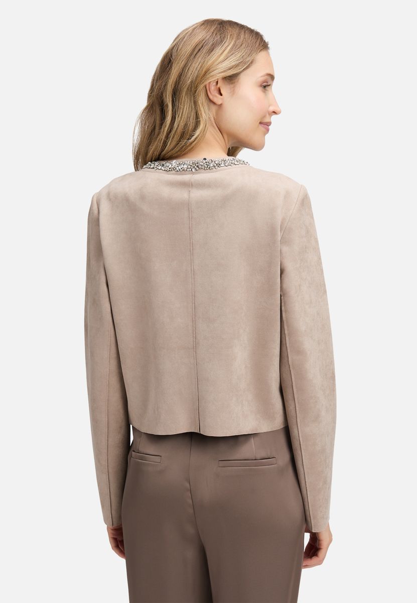 Elegante Wildlederjacke mit Schmuckkragen