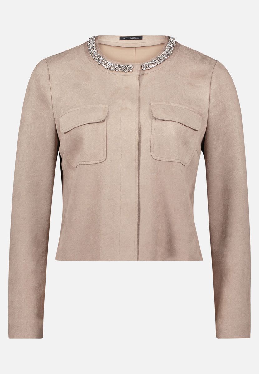 Elegante Wildlederjacke mit Schmuckkragen