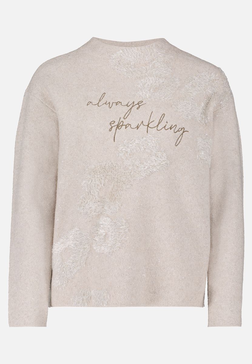 Glitzernder Strickpullover mit Stickerei