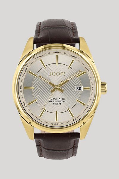 Herren-Armbanduhr in Gold/Dunkelbraun