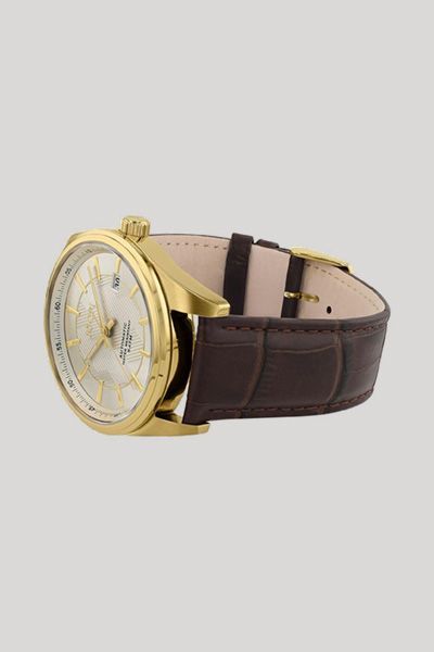 Herren-Armbanduhr in Gold/Dunkelbraun