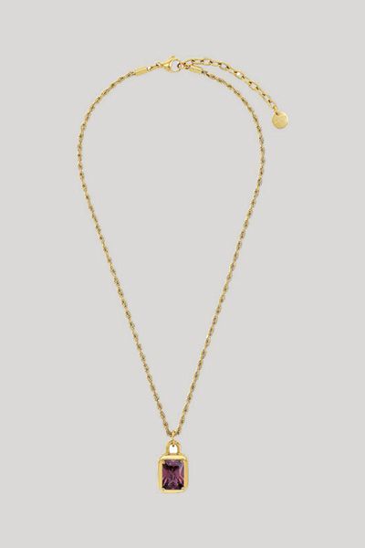 Halskette mit Anhänger in Gold/Lila