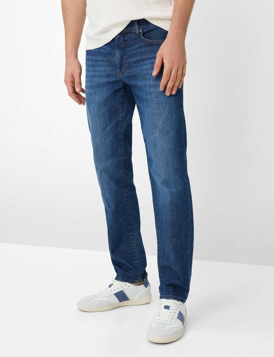 Blaue Regular Fit Jeans in Used-Optik