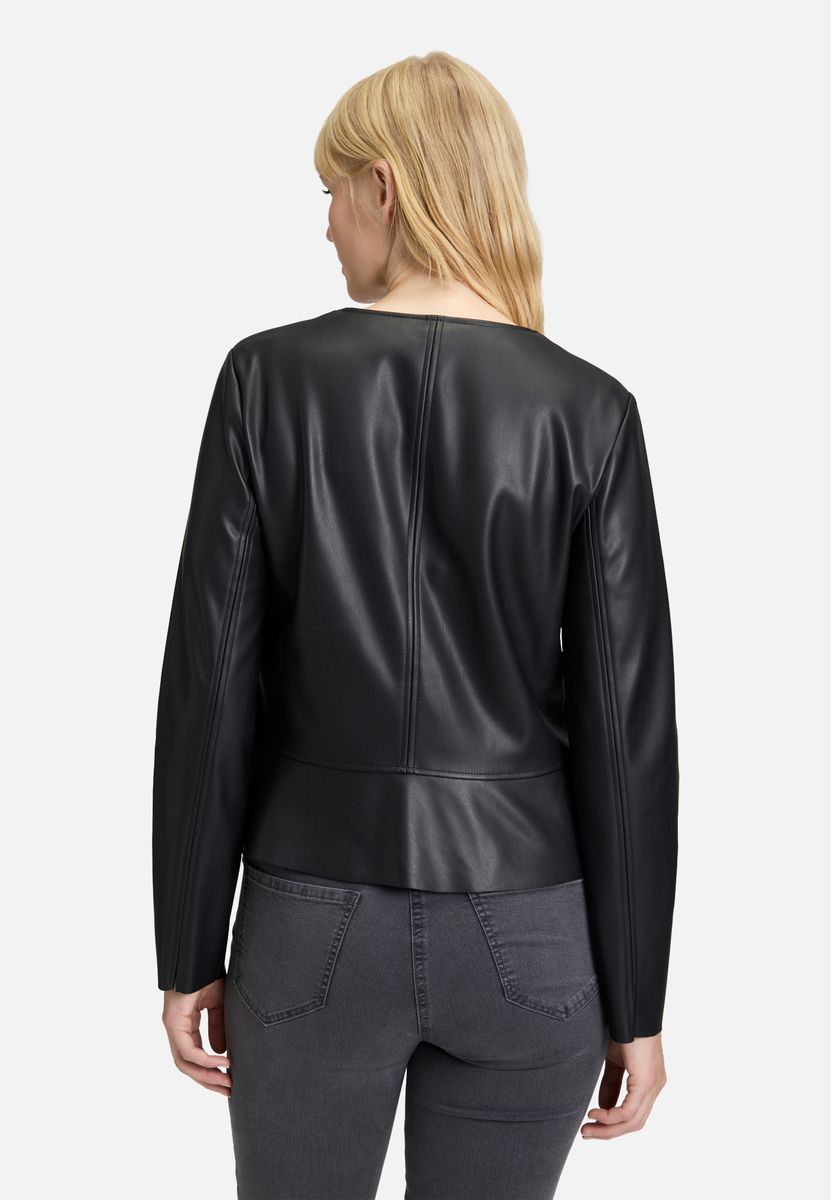 Elegante Peplum Kunstlederjacke