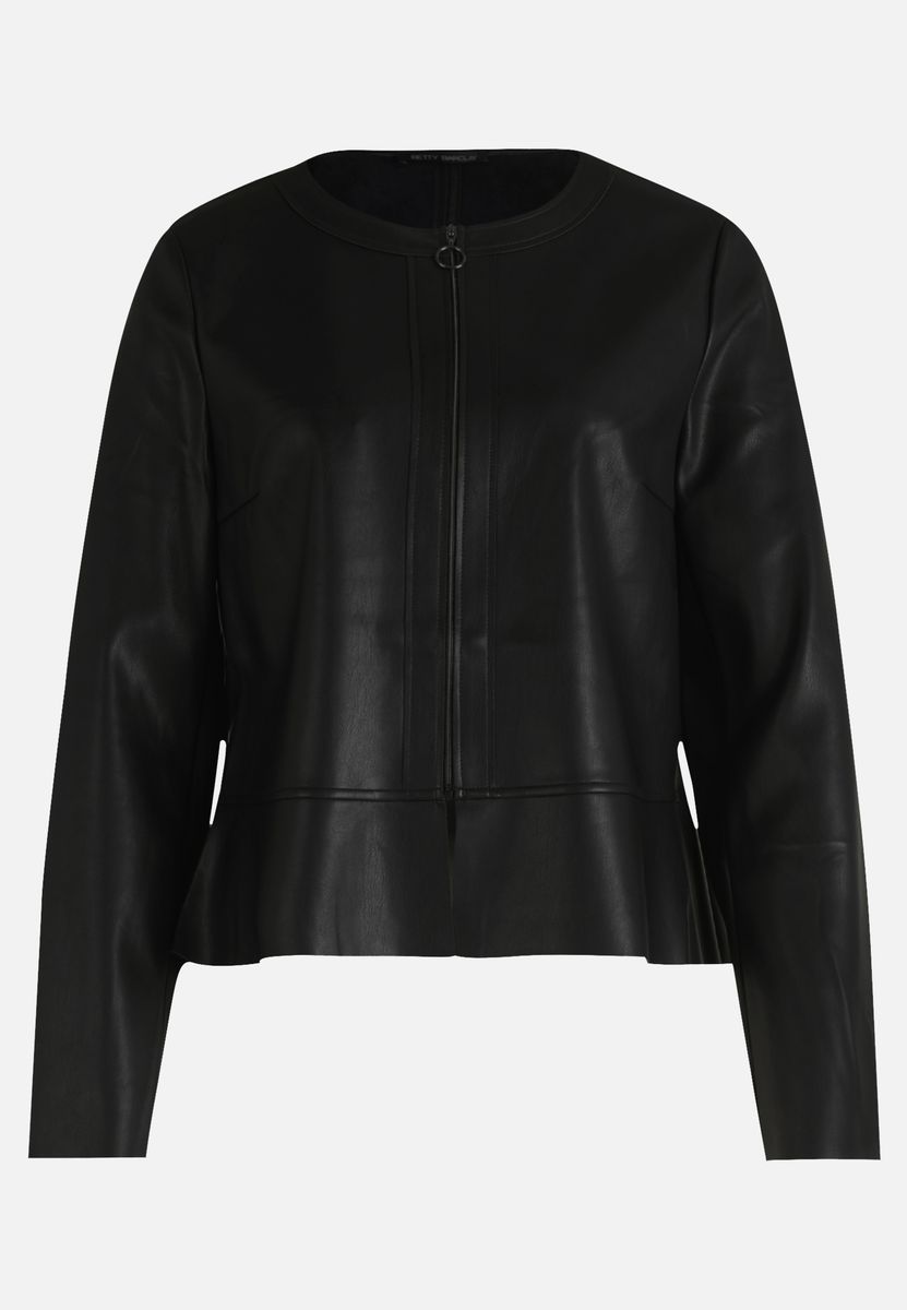 Elegante Peplum Kunstlederjacke