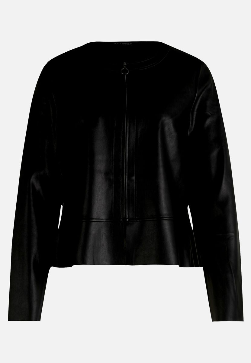 Elegante Peplum Kunstlederjacke