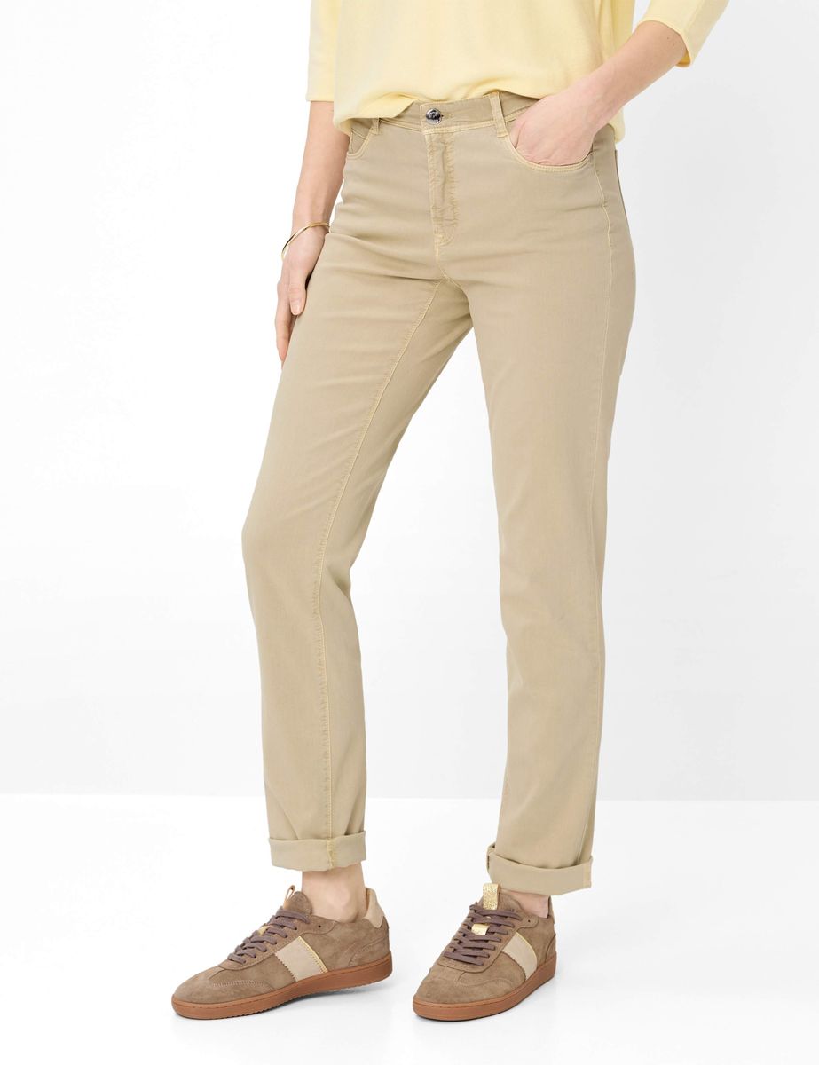 Beige Damen Five-Pocket Freizeit Hose