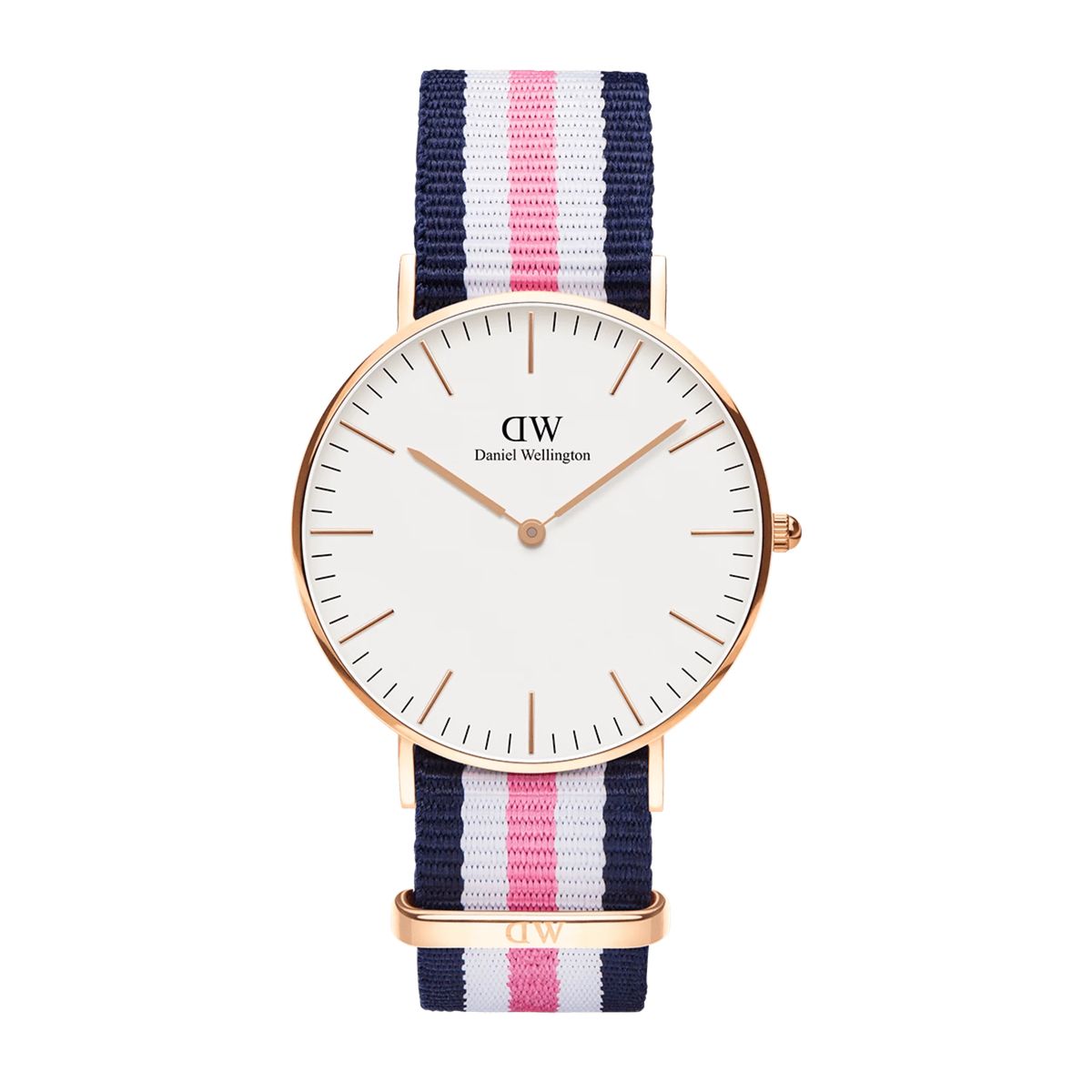 Klassische Roségold Uhr mit NATO-Armband