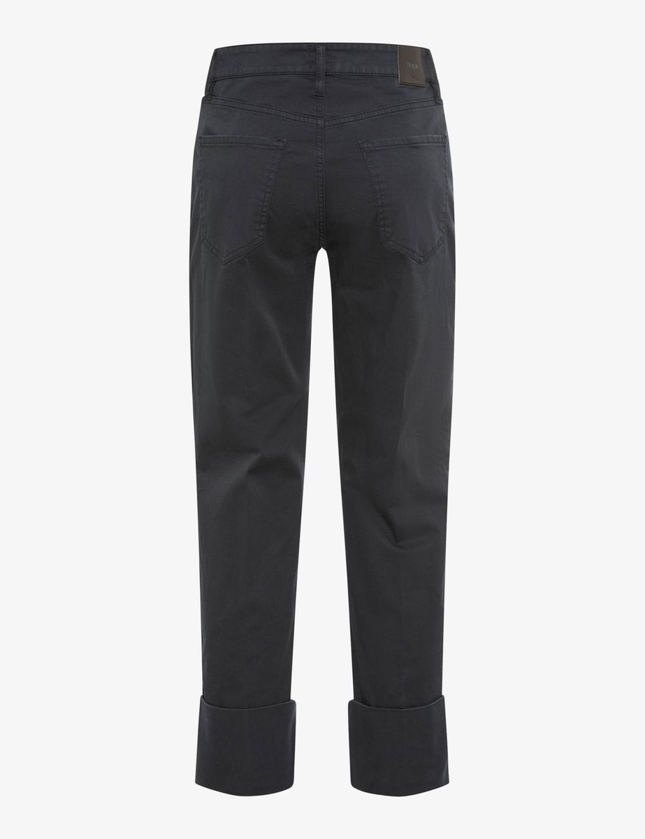 Gecroppte Straight-Fit Damenhose mit Umschlag