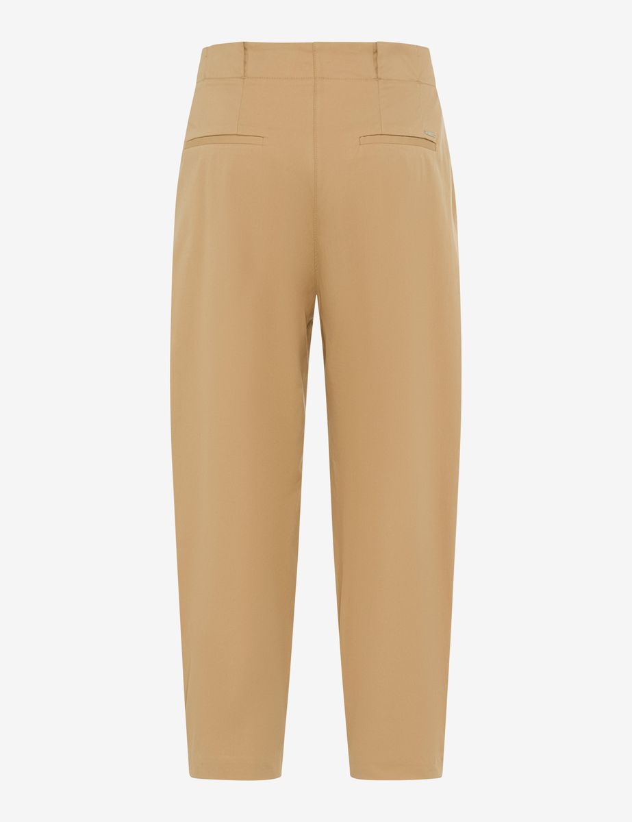 Damen Cropped Bundfalten-Hose in Barrel-Form