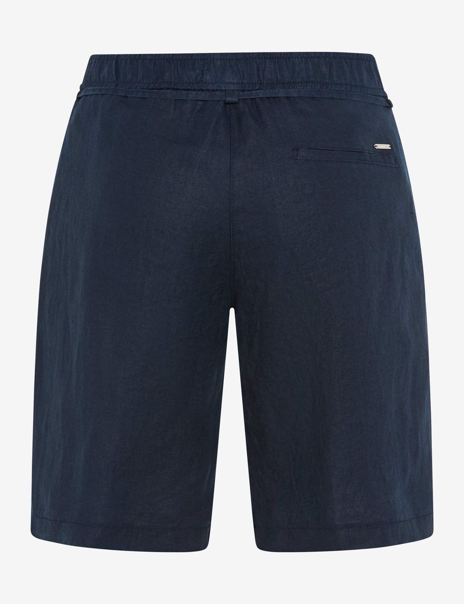 Marineblaue Leinenbermudas mit Kordelzug