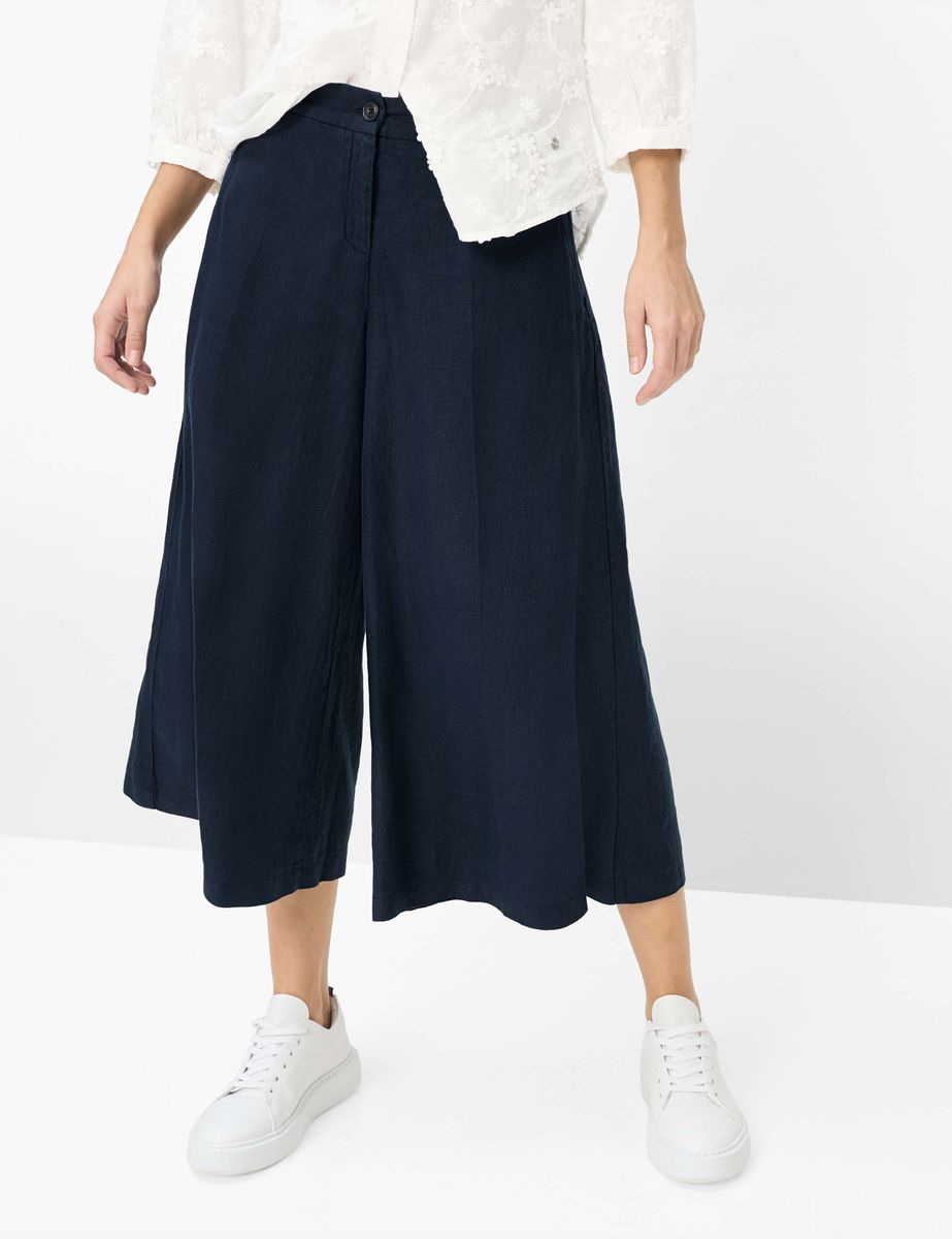 Weite Leinen Culottes Hose