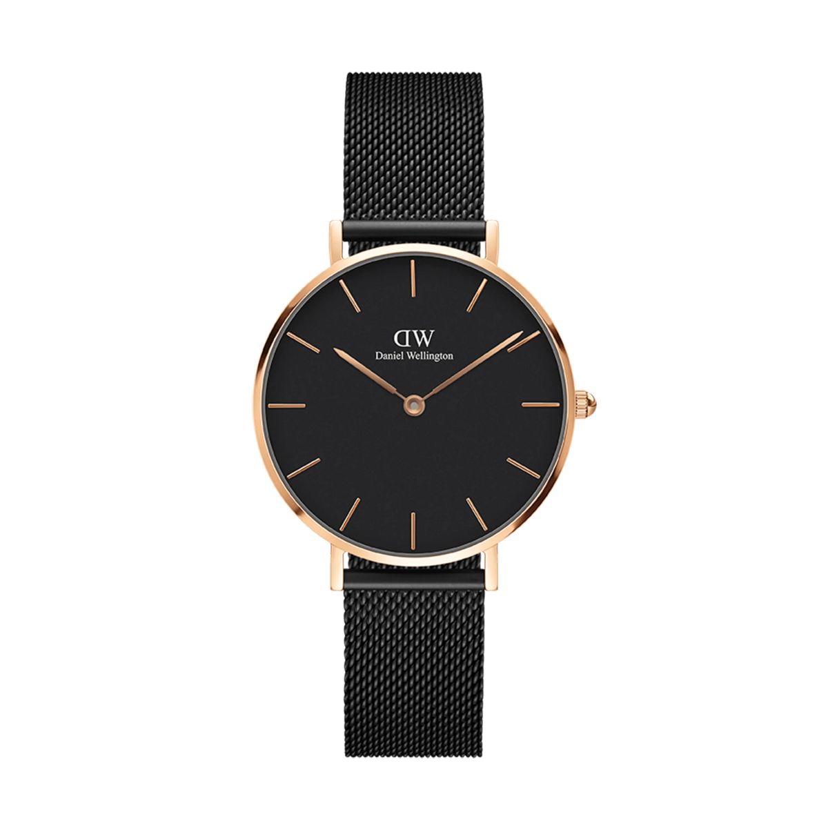 Minimalistische schwarze Mesh Armbanduhr