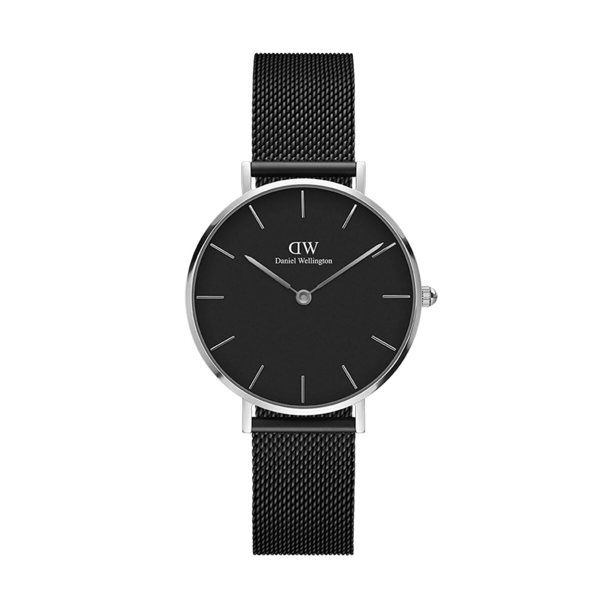 Minimalistische Schwarzes Zifferblatt Mesh-Uhr