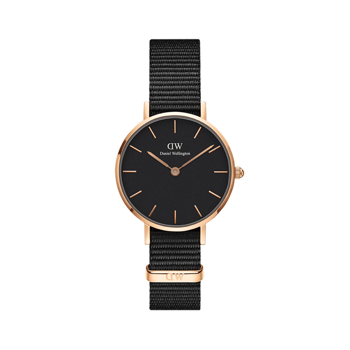 Minimalistische Petite Uhr schwarzes Zifferblatt Roségold