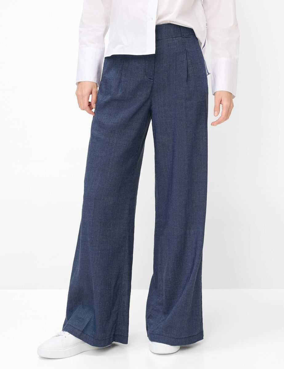 Weite Palazzo-Hose aus Leinen-Denim