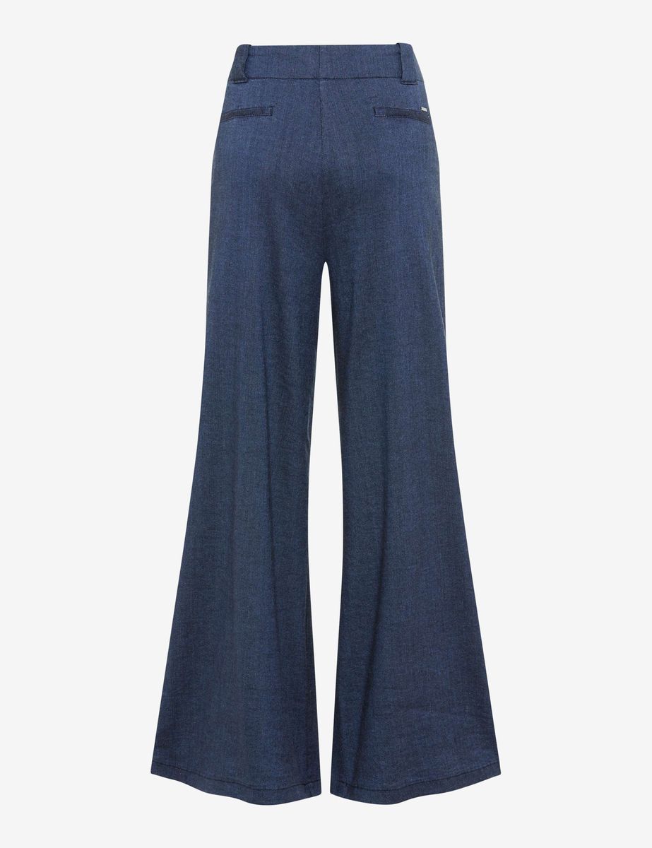 Weite Palazzo-Hose aus Leinen-Denim