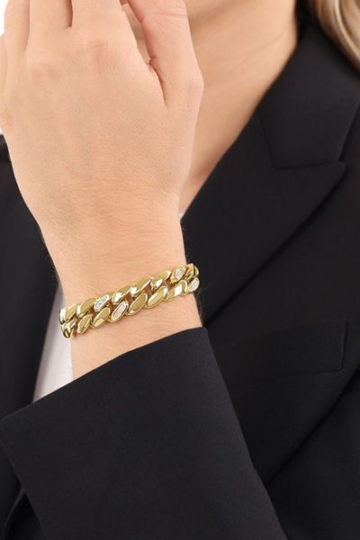 Panzerarmband mit Zirkonia in Gold
