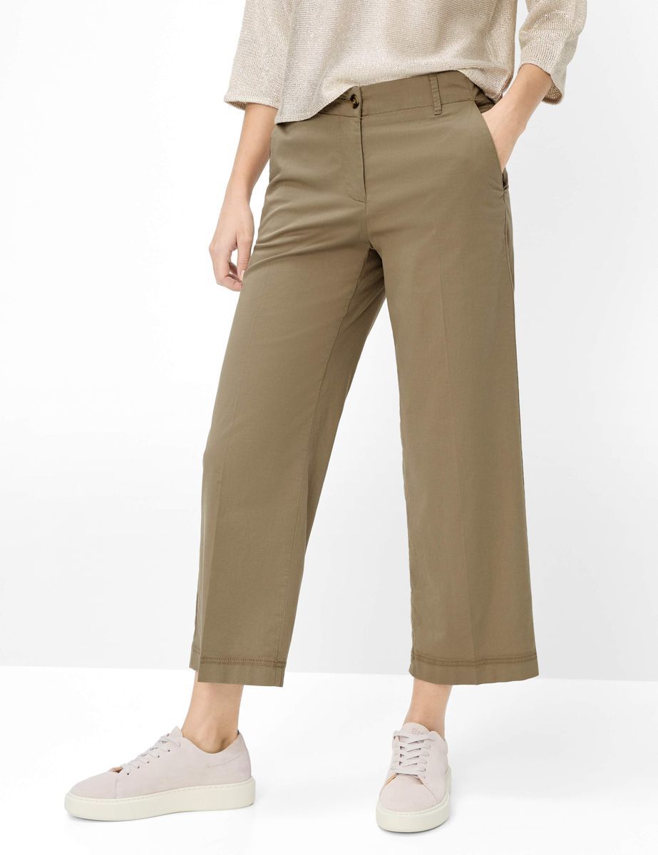 Cropped Culottes mit weitem Bein in Khaki