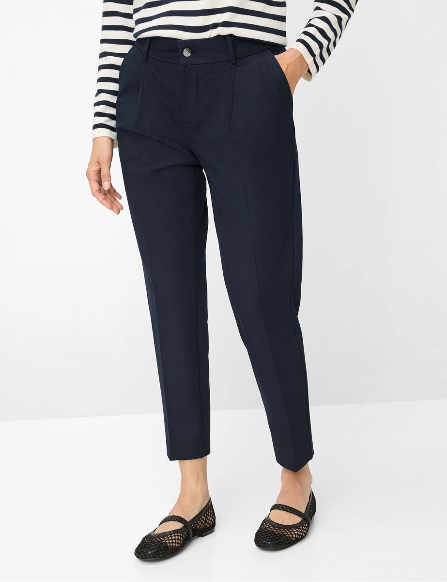 Marineblaue, verkürzte, schmal zulaufende Hose Milla S