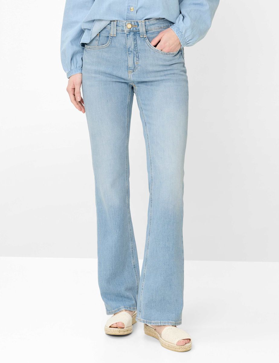 Damen Bootcut Jeans Helle Waschung Denim