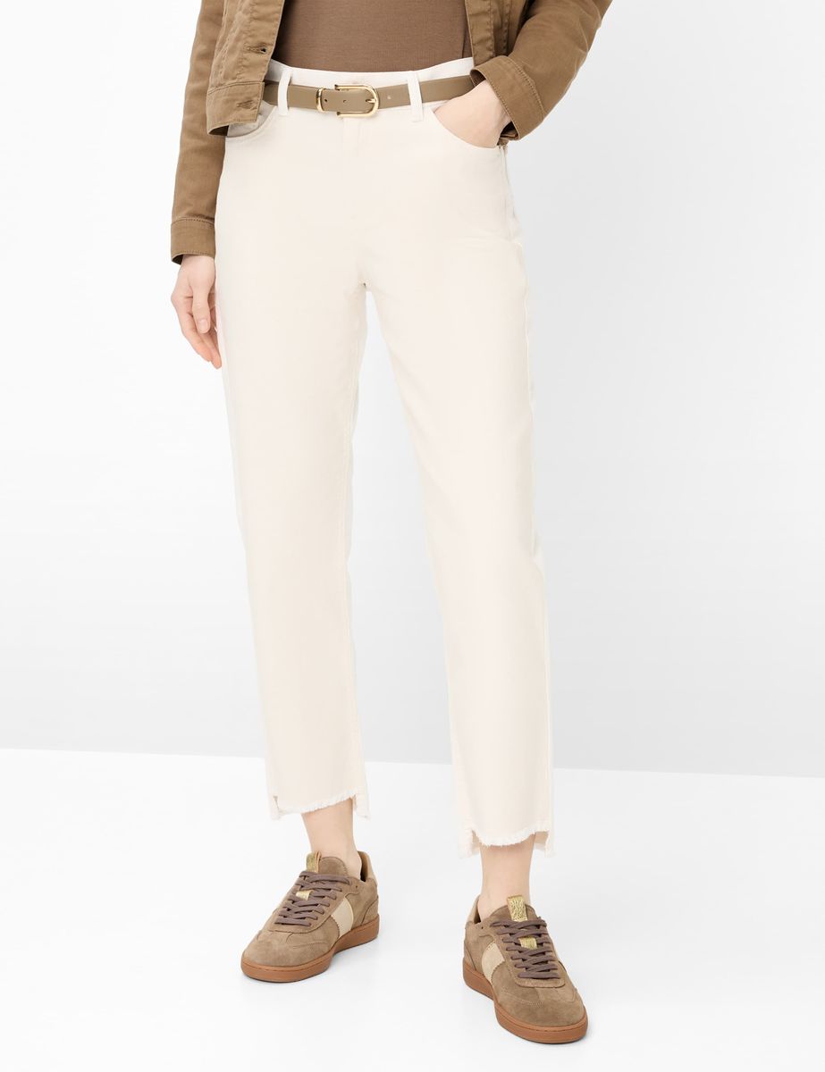 Ecru Straight Leg Cropped Jeans