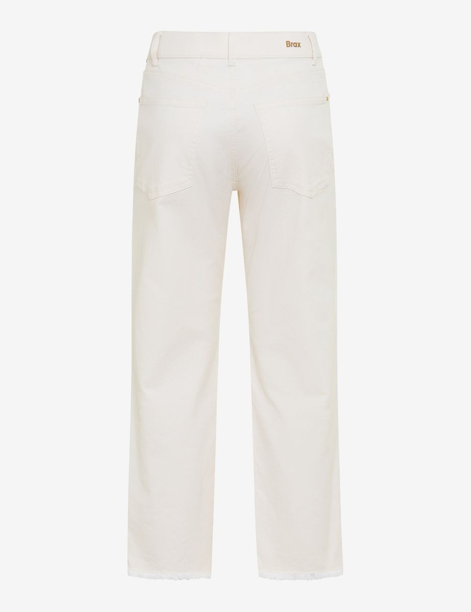 Ecru Straight Leg Cropped Jeans