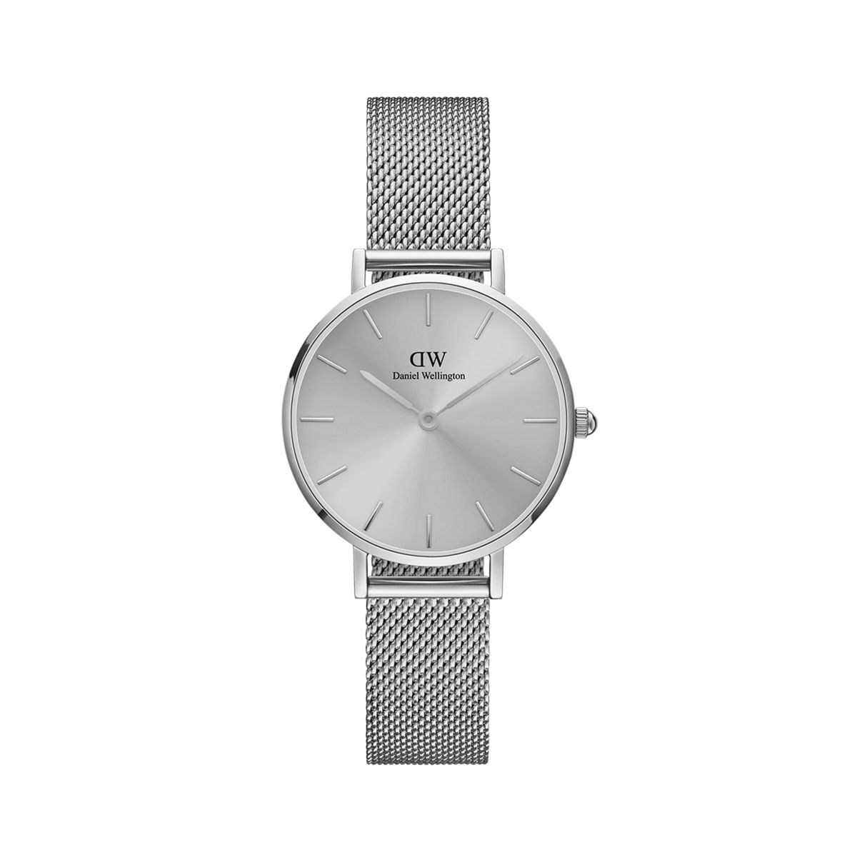 Minimalistische silberne Mesh-Armbanduhr