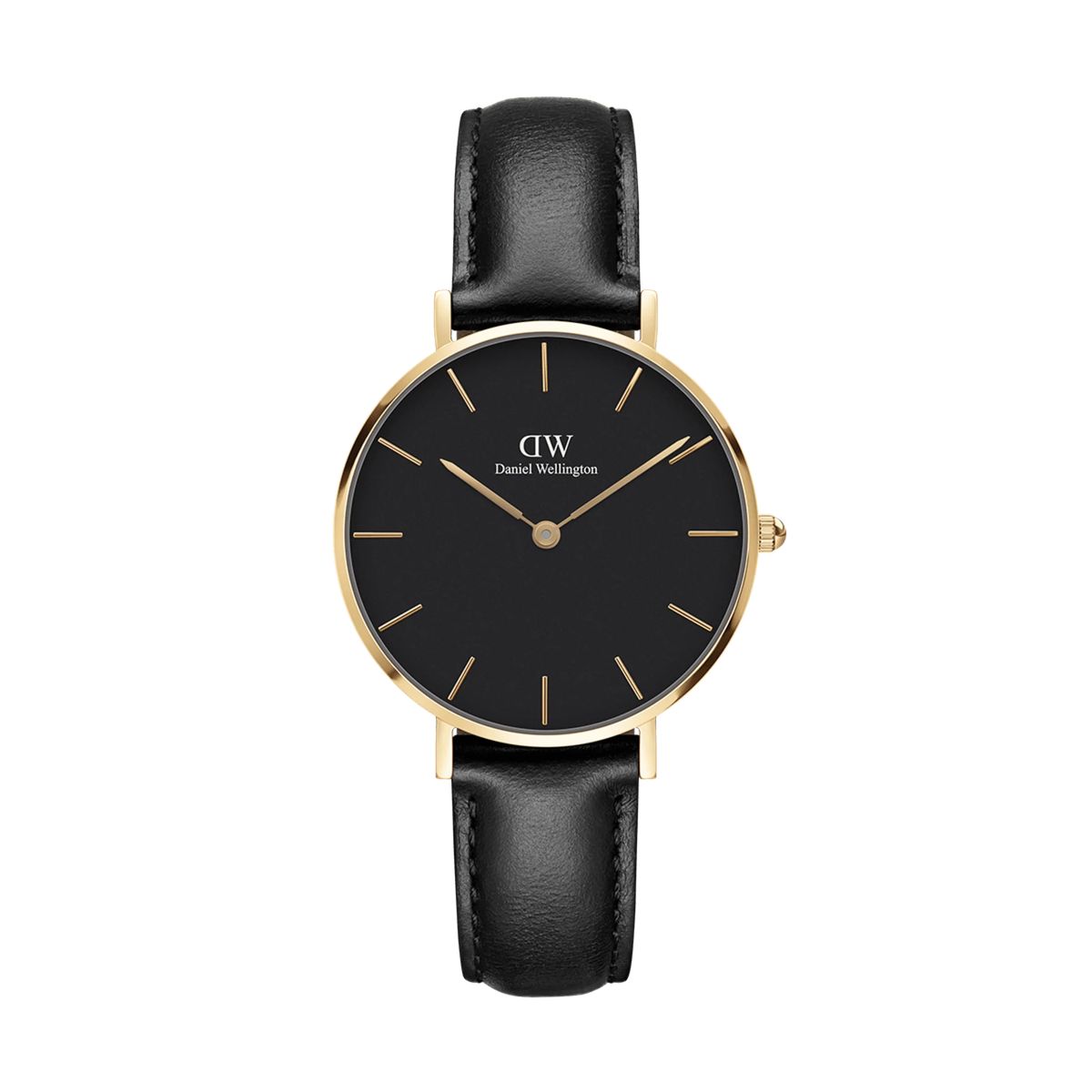 Minimalistische Gold Uhr mit schwarzem Zifferblatt